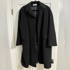 Calvin Klein 100% Merino Wool Black Overcoat